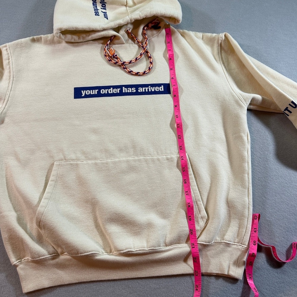 Zara Trafaluc Cream "your order has arrived" Graphic Hoodie Sweatshirt Size S - Picture 3 of 10